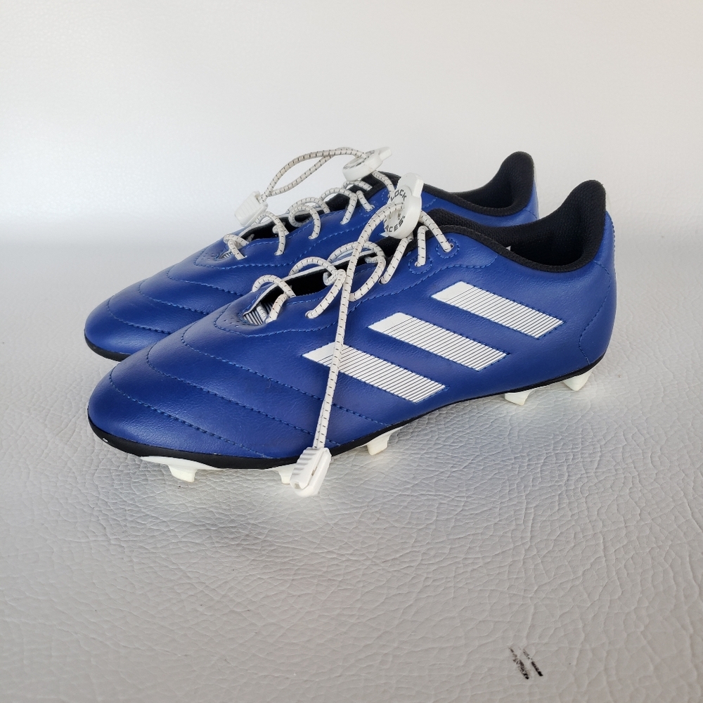 Adidas Kids Soccer Shoe Cleats Sz 4.5 Blue White 753002 Tee